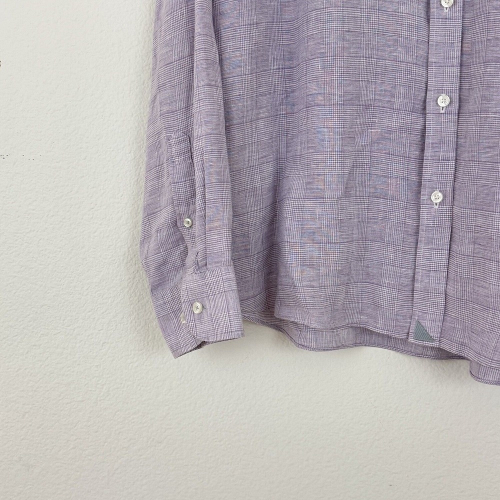 UNTUCKit Button Down Shirt Plus 2XL Torontel Regular Fit Purple Plaid Linen - Picture 6 of 14